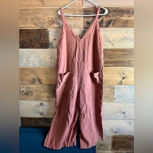 First Monday terracotta orange cropped leg jumpsuit size M